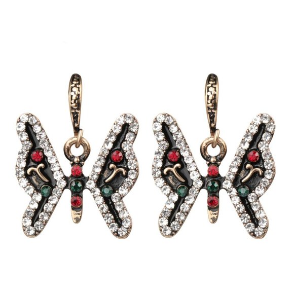 Turkish Crystal Enamel Butterfly Earrings - Picture 3 of 16